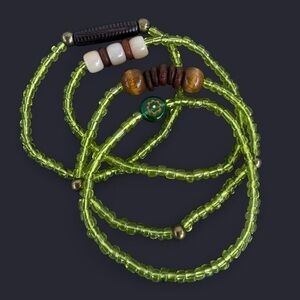 Green Boho Bead Bracelet Stack - 4pcs